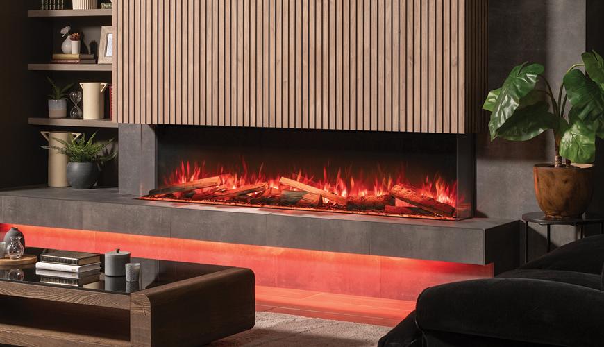 Electric fire with real logs. Onyx Avanti electric media wall fire