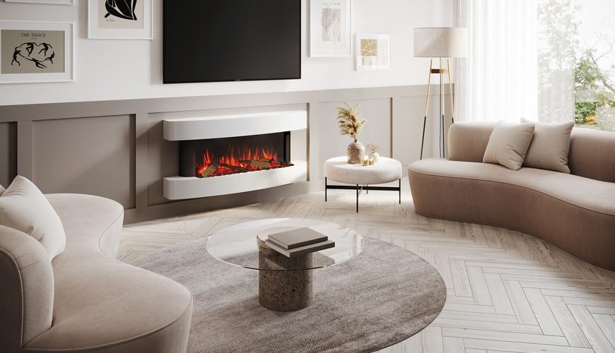Modern minimalist fireplace idea. Gazco eStudio Cerreto 140 electric fire