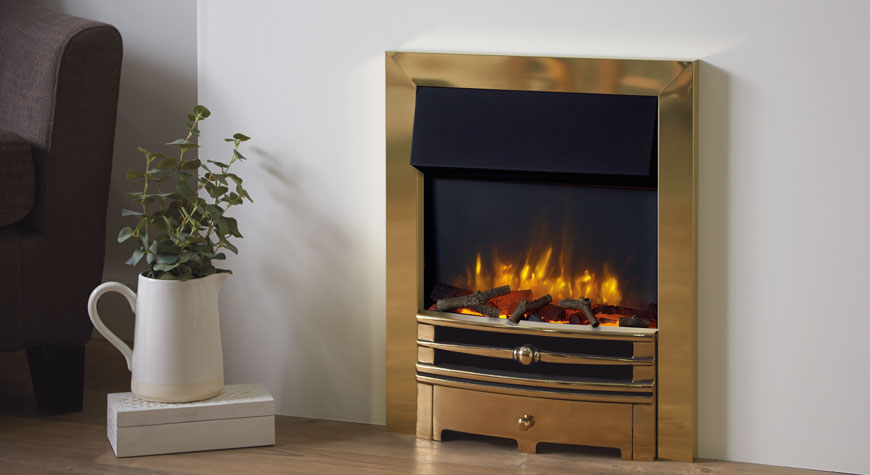 Gazco Logic2 Electric Chartwell with brass frame and front
