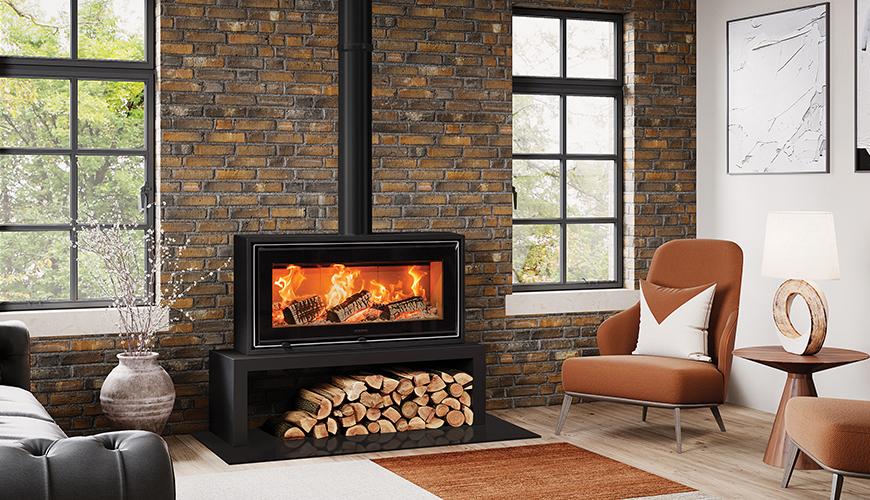Stovax Studio Air 2 Freestanding wood burning stove. Industrial-chic styling.