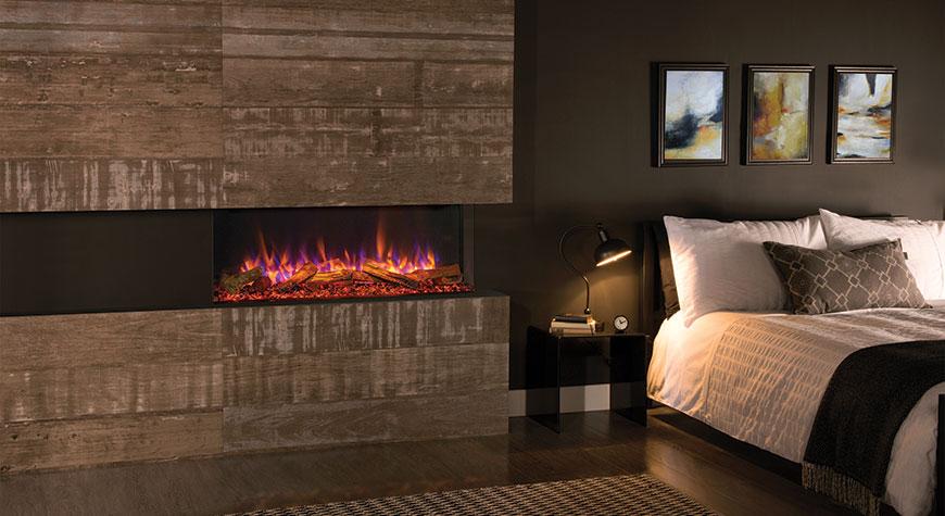 Cosy bedroom featuring the Gazco eReflex 110RW electric fire